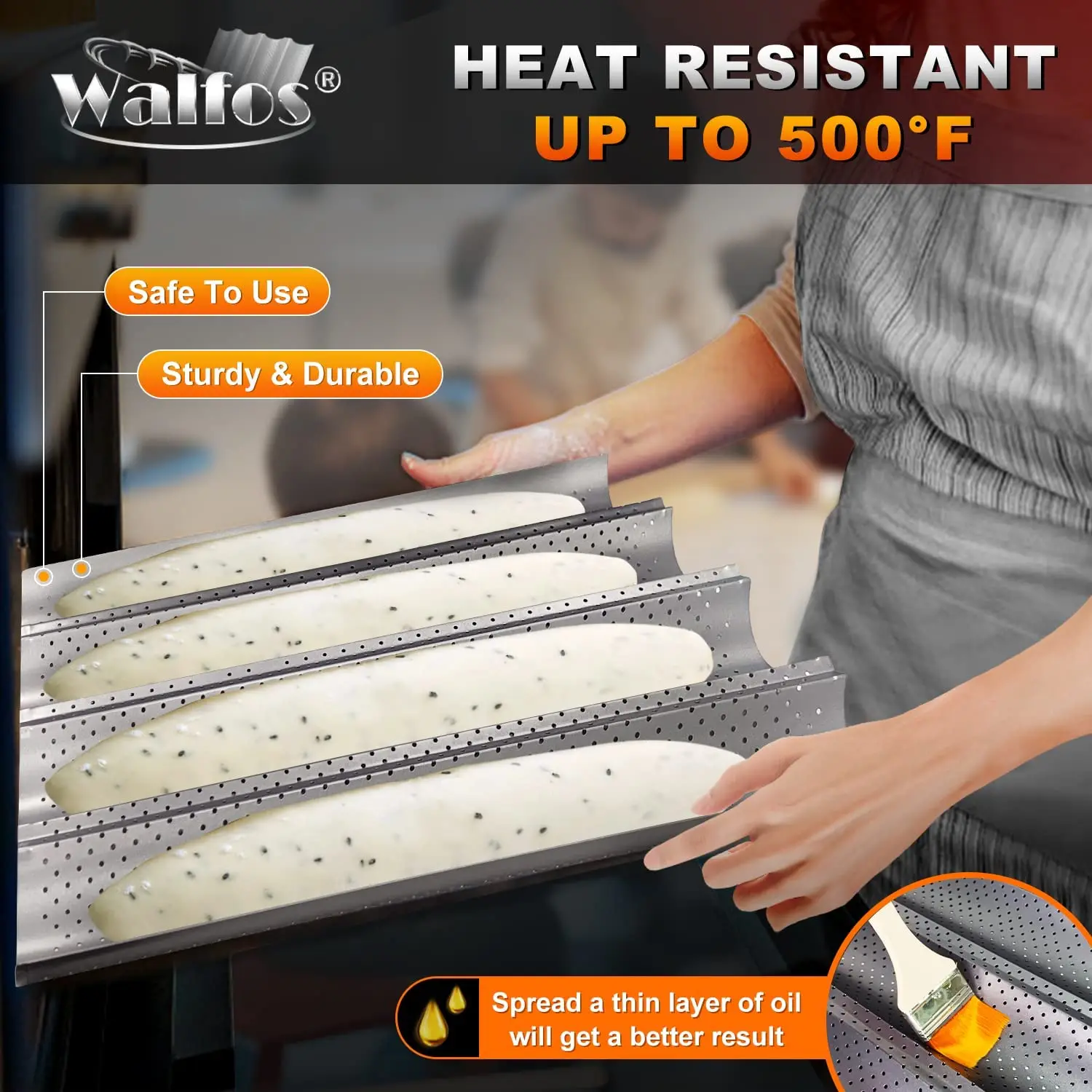 Baguette Pan French Bread Baking Mold with Wave Grooves 3